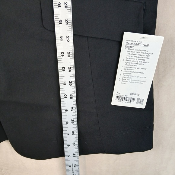 Lululemon LW3HLDS XL Womens Blazer NWT Black‎ Stretch Twill 22x31 $198 MSRP - Picture 9 of 16